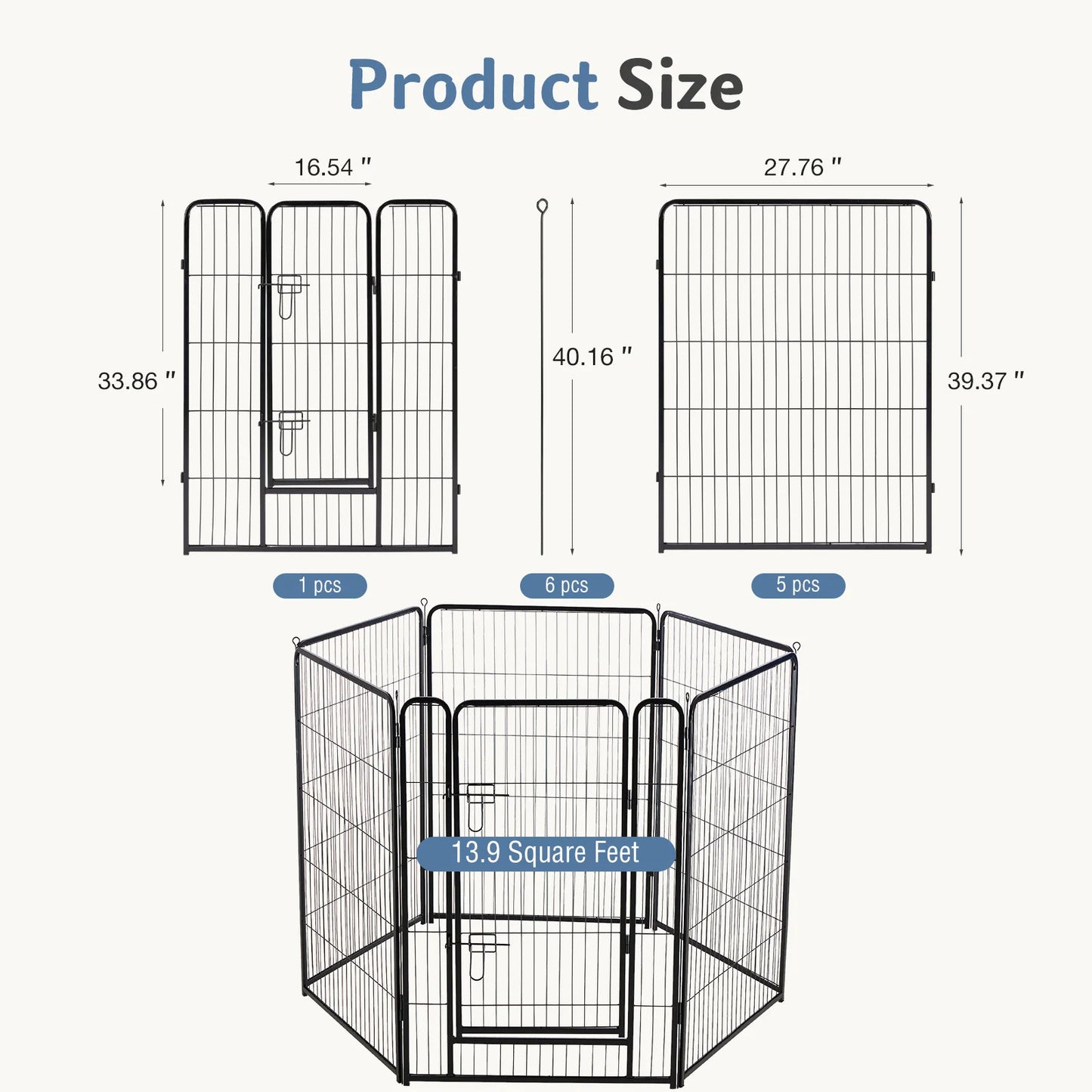 JHK Metal Dog Playpen Foldable Fence For Outdoor Use