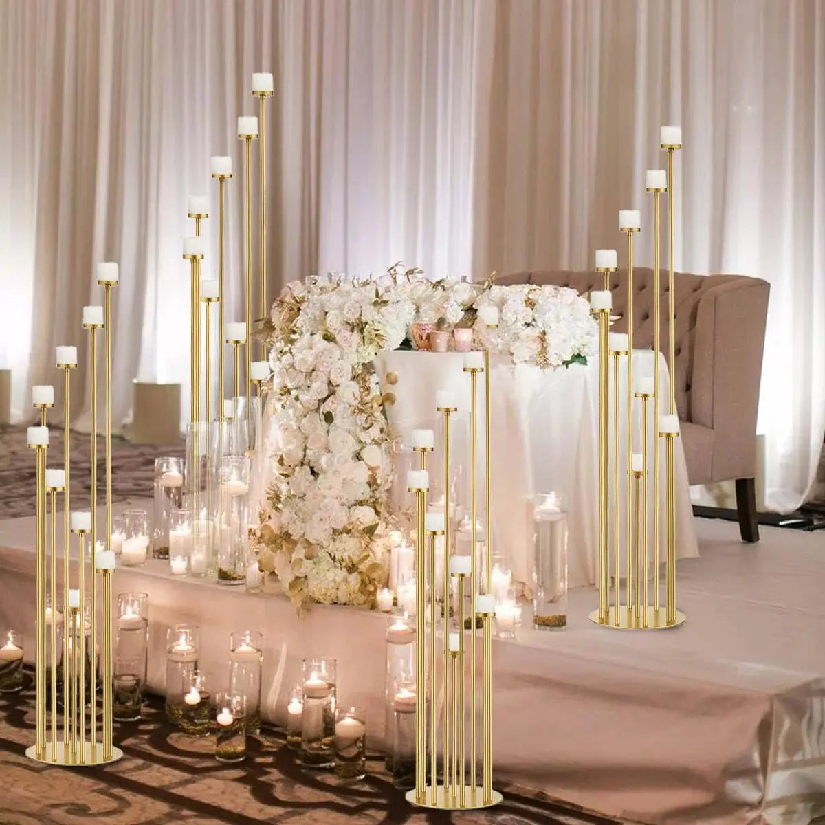 Elegant Nine Arm Floor Candelabras Set For Home Decoration