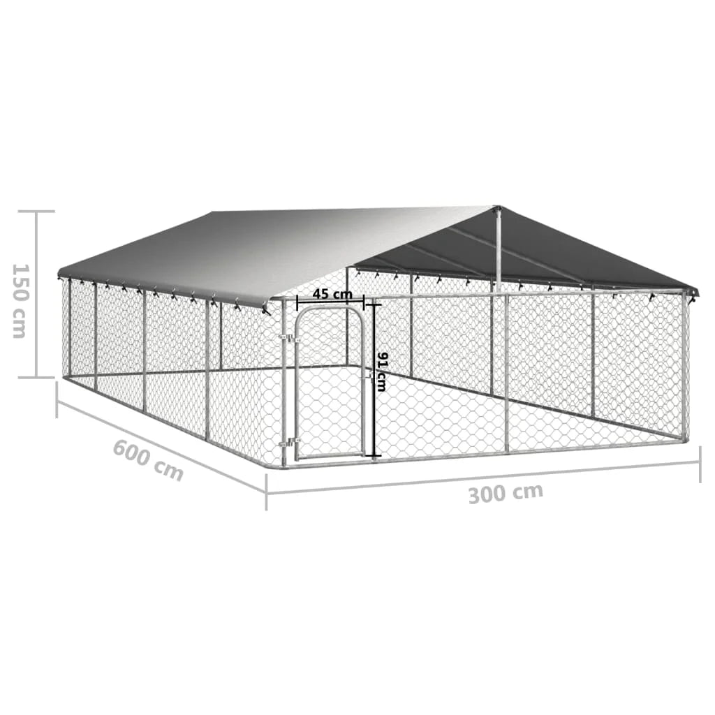 Outdoor Dog Kennel With Roof Galvanized Steel Large Secure Weatherproof For Dogs Multiple Sizes