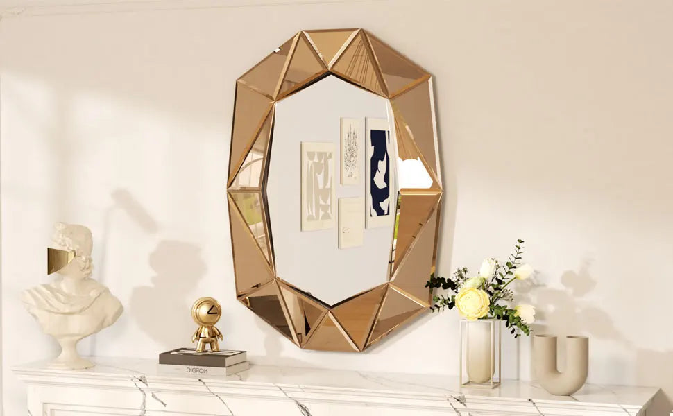 Wisfor Irregular Silver Glass Wall Mirror With Beveled Edge