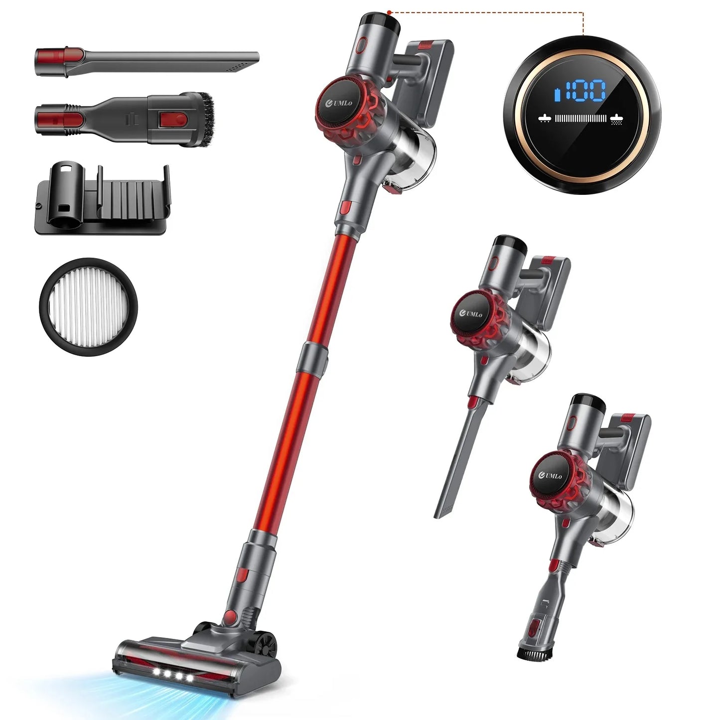 INSE S3P Cordless Vacuum Cleaner 45Kpa Powerful Handheld Stick Vacuum with LED Display 55-Min Running Self-Standing for Carpet H