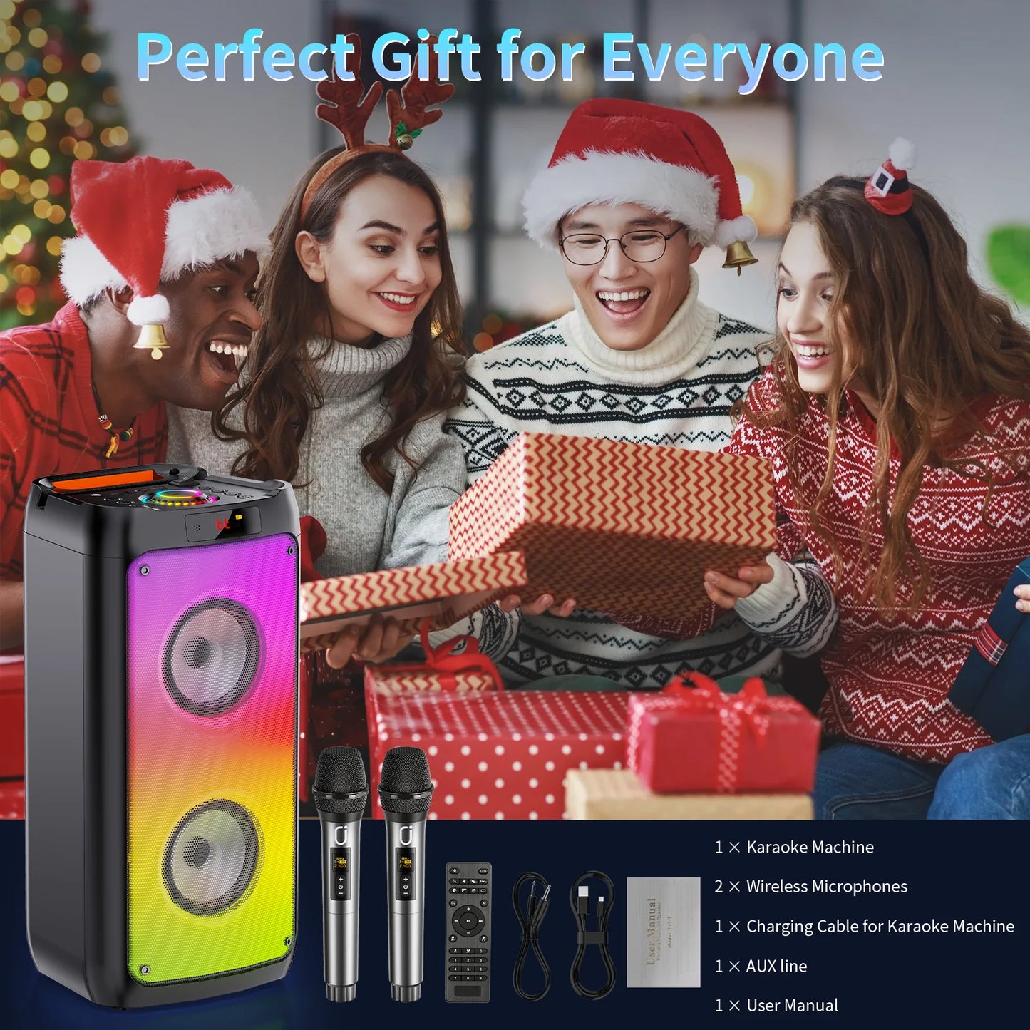 FanFun Wireless Bluetooth Karaoke Speaker With Two Mics