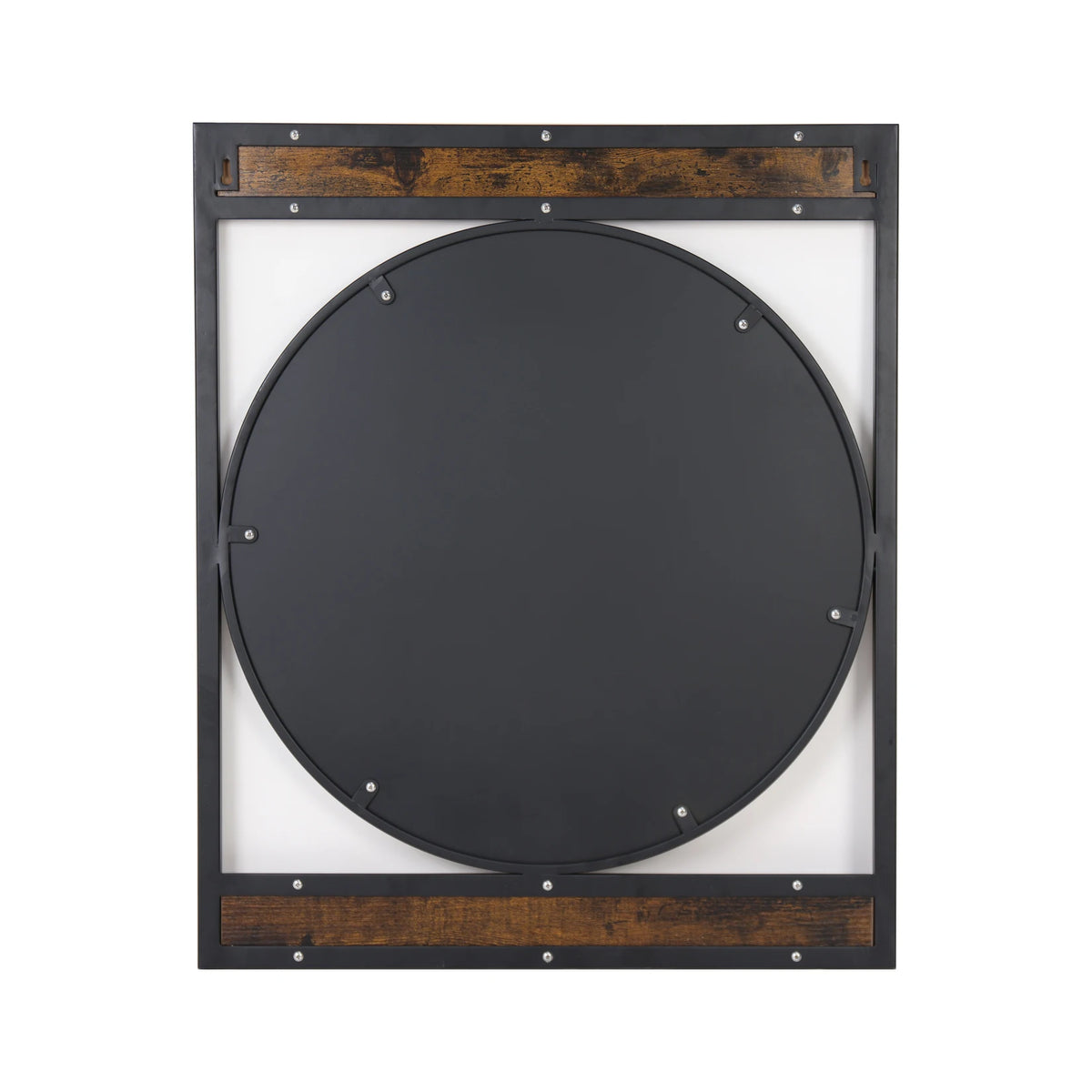 Industrial Metal Wood Frame Wall Mirror For Bathroom