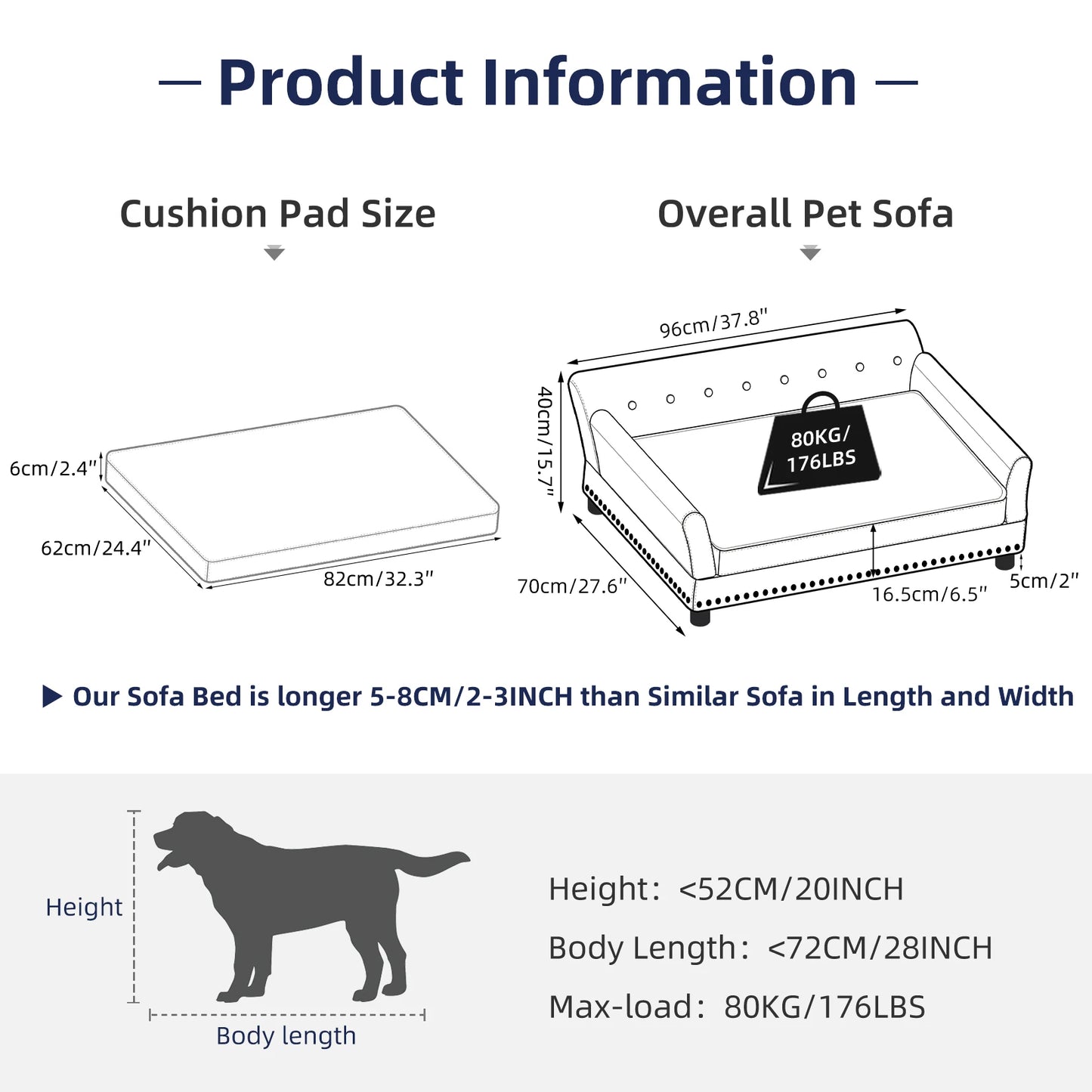 Bingopaw Elevated Dog Sofa Bed With Removable Cushion