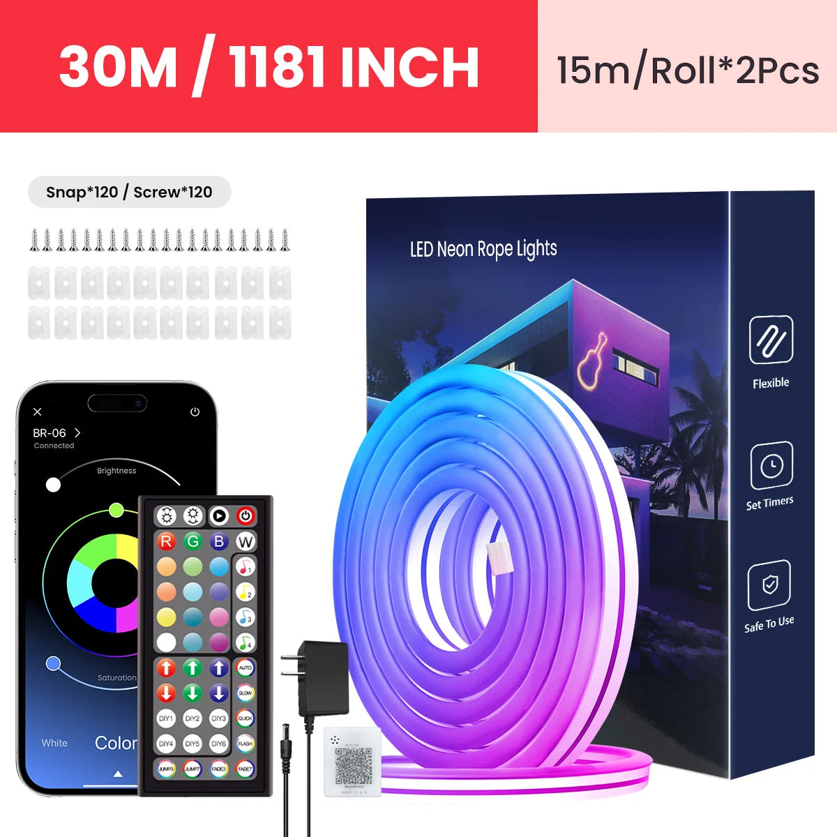 Aiopp Neon LED Rope Lights With Remote And App Control