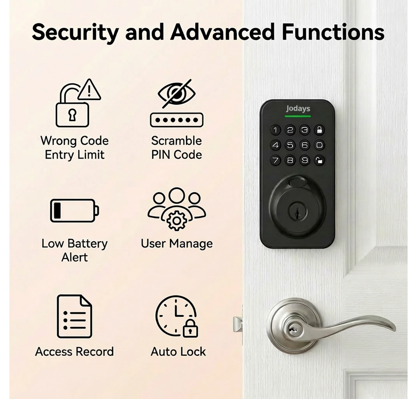 Jodays Smart Deadbolt Lock Fingerprint Keypad