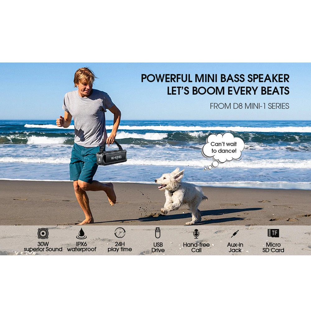 W-King D8mini-1 Bluetooth Speaker 30W Portable