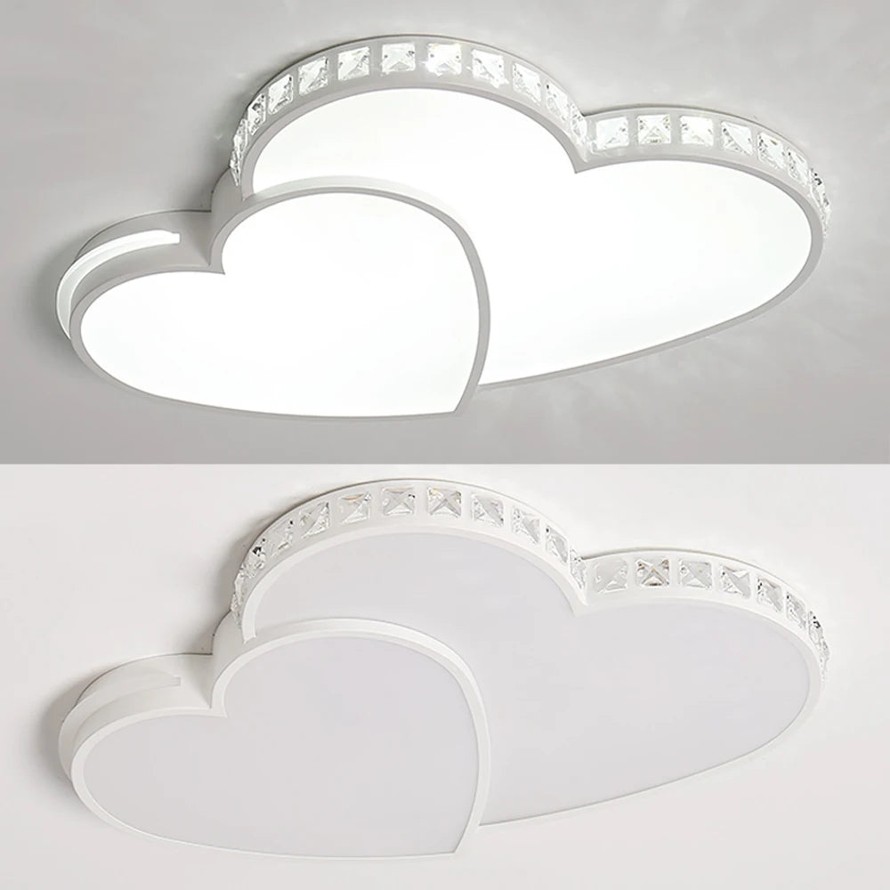 Crystal Heart Ceiling Light Modern LED Flush Mount For Kids