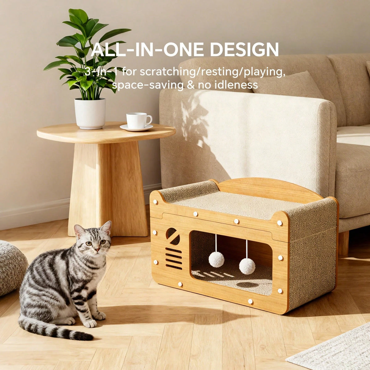 Double Layer Cardboard Cat Scratch Pad Lounge Bed House
