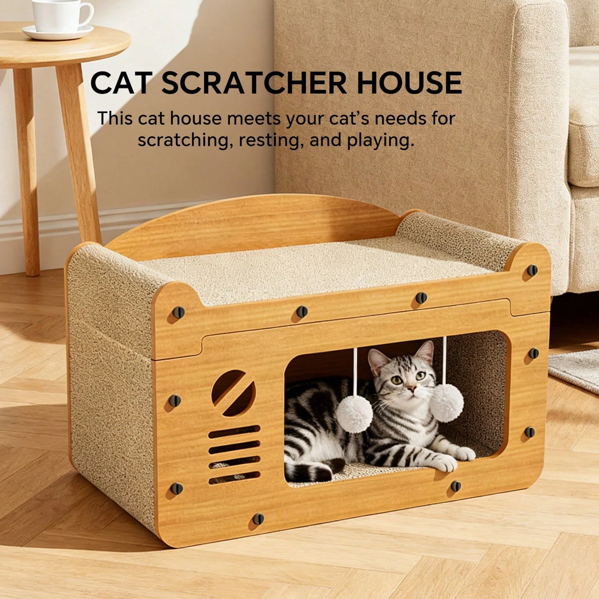 Double Layer Cardboard Cat Scratch Pad Lounge Bed House