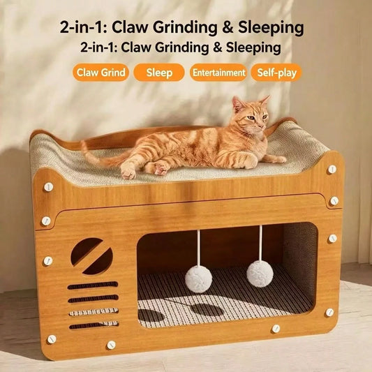 Double Layer Cardboard Cat Scratch Pad Lounge Bed House