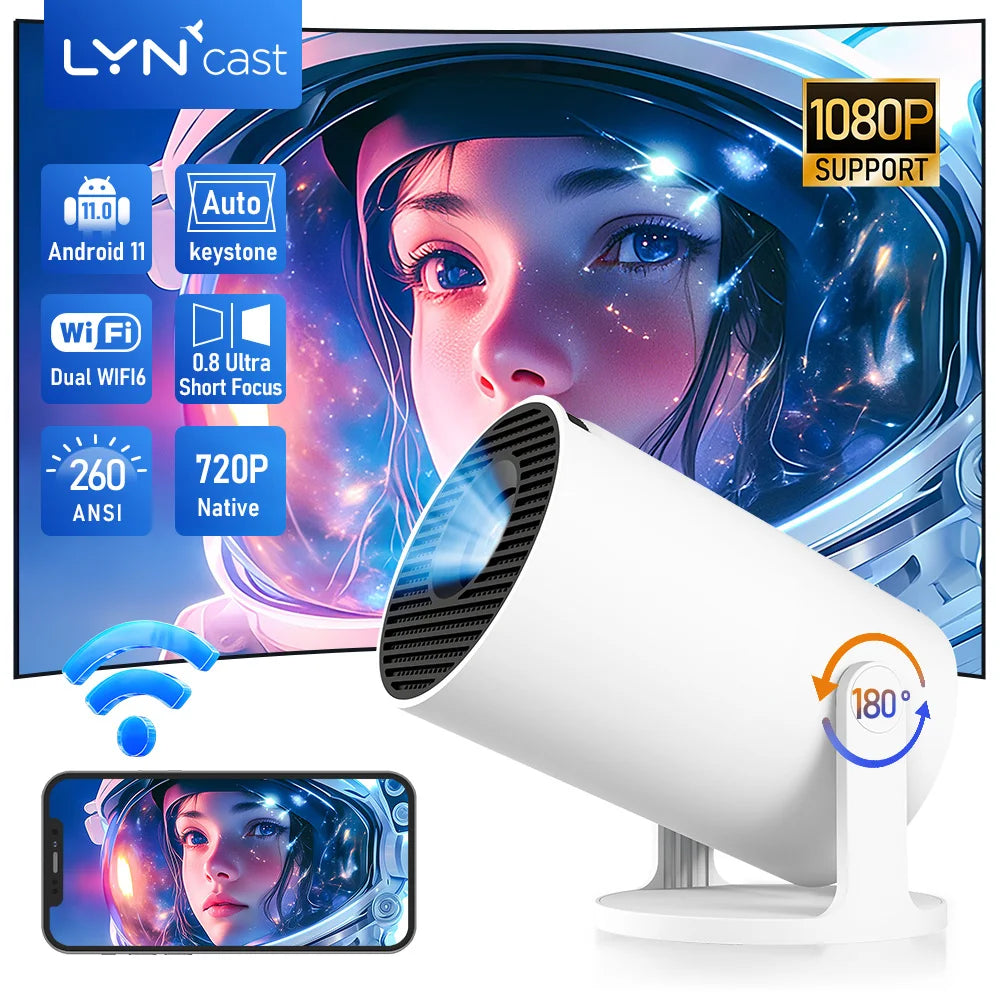 LynCast X1BQ 4K Android Projector 8000 Lumens WiFi 6