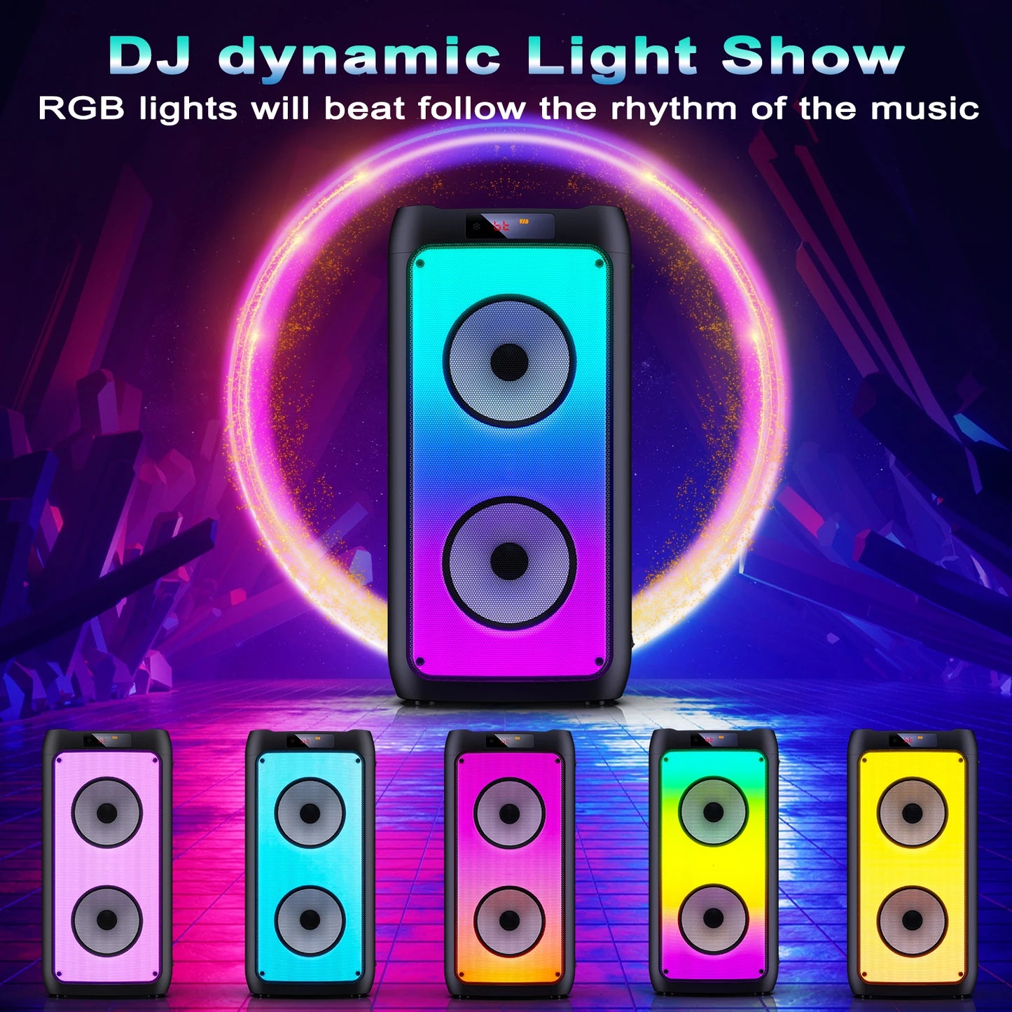 FanFun Wireless Bluetooth Karaoke Speaker With Two Mics