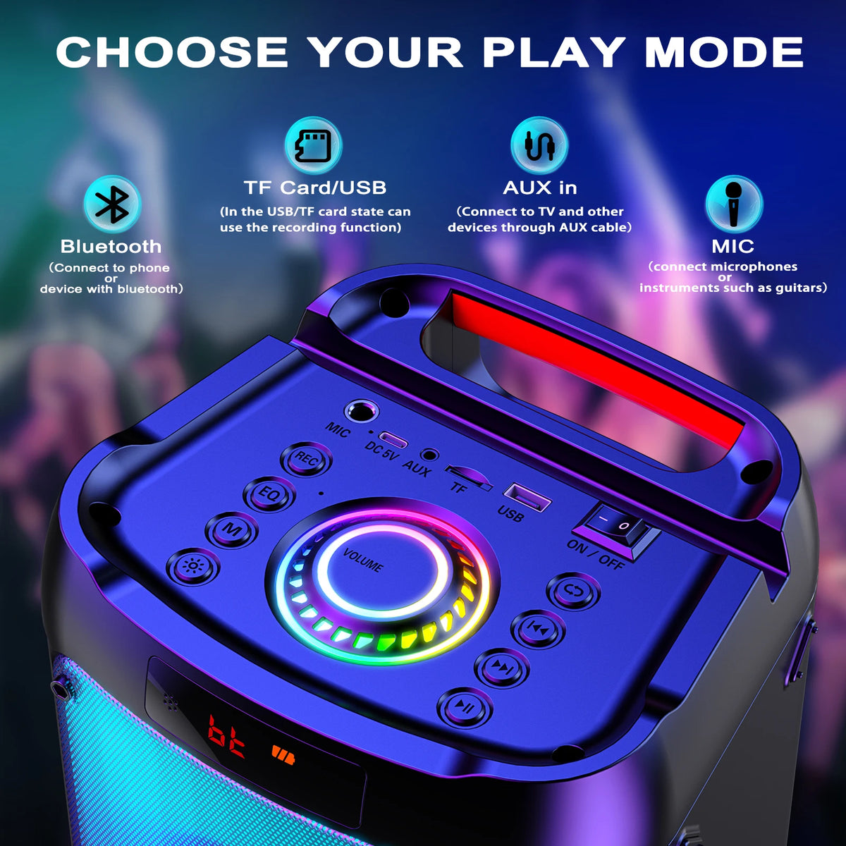 FanFun Wireless Bluetooth Karaoke Speaker With Two Mics