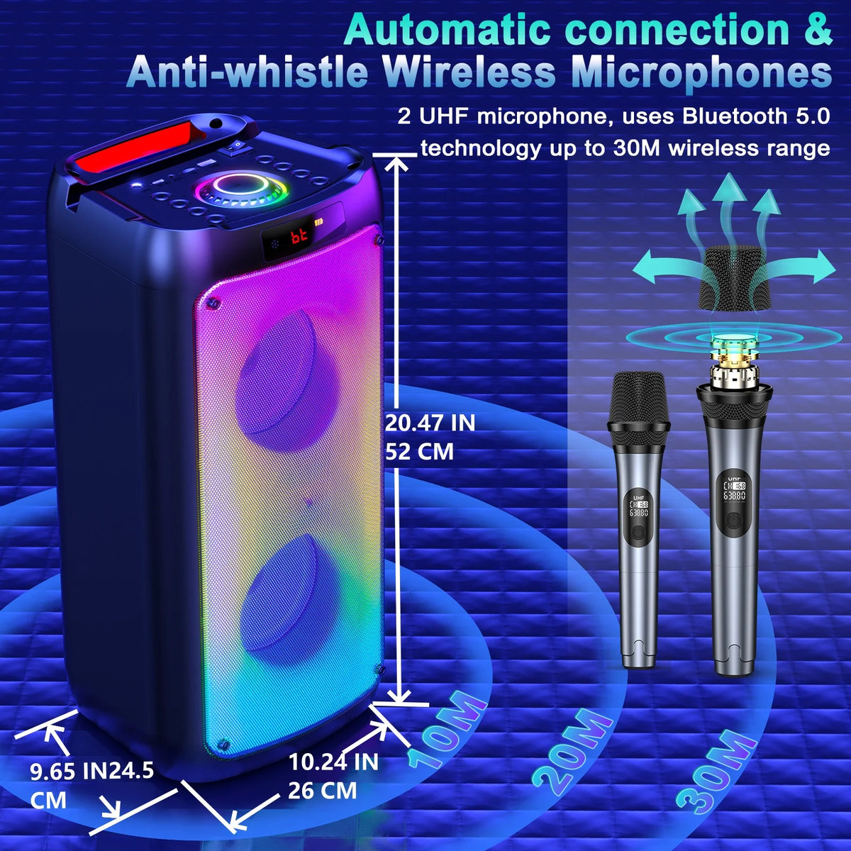 FanFun Wireless Bluetooth Karaoke Speaker With Two Mics
