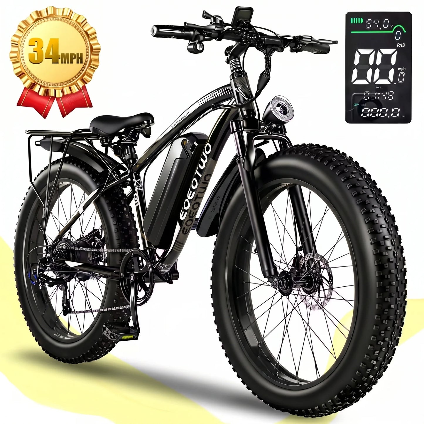 EOEOTWO 1500W Fat Tire Electric Bike All Terrain 34MPH