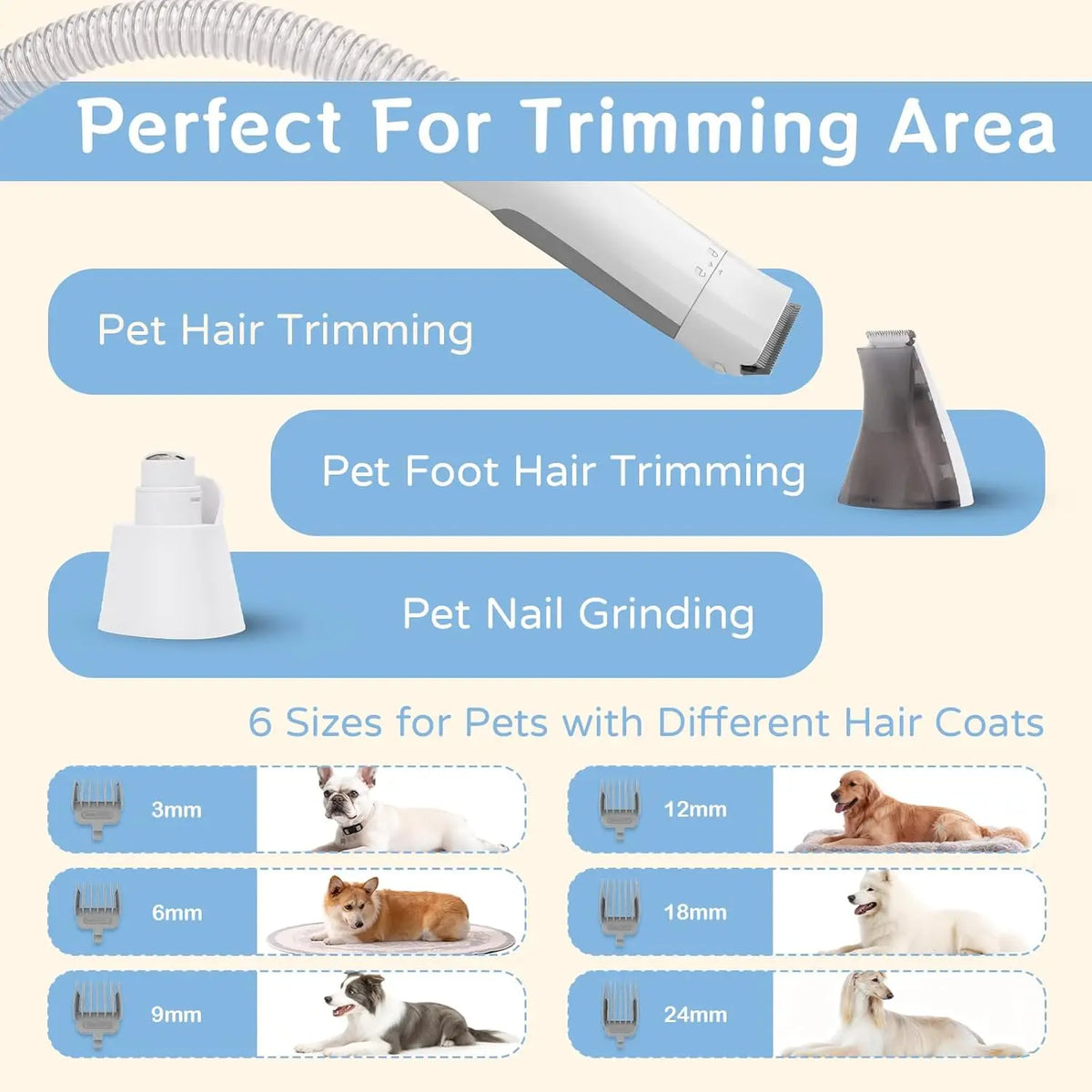 7 In 1 Dog Grooming Vacuum Kit Nail Paw Trimmer