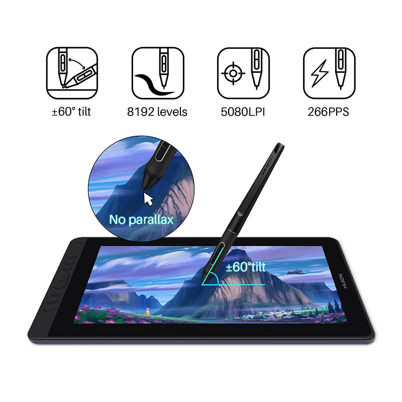 Huion Kamvas Graphic Tablet Monitor With Battery Free Stylus
