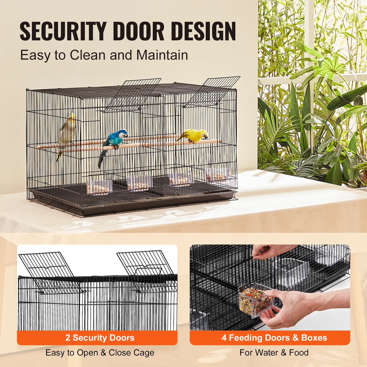 SucceBuy 30 Inch Flight Bird Cage With Divider Stackable Travel Cage For Small Birds And Perches