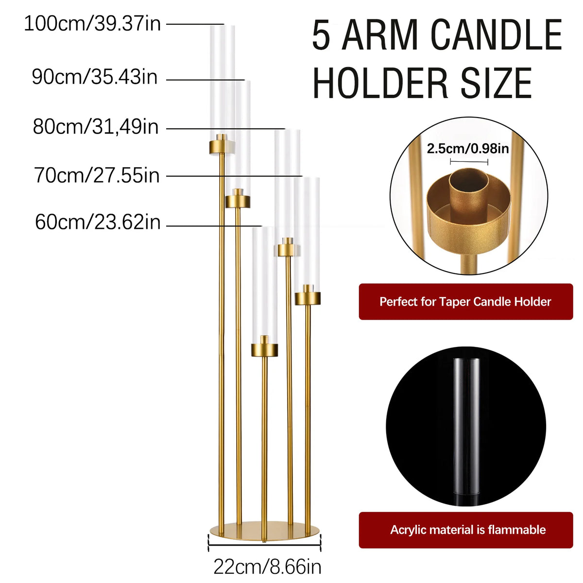 Vincigant 5 Arm Floor Candelabra With Acrylic Lampshade