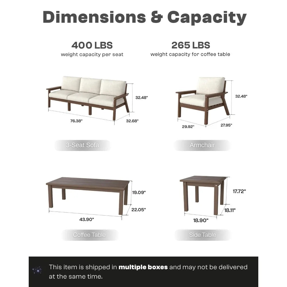 XIAOLANG Patio Three Seat Outdoor Sectional With Cushions