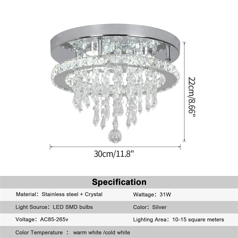 GreeLustr Crystal LED Chandelier Dimmable With Remote