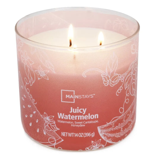 3 Wick Gradient Color Scented Candle Juicy Watermelon Fragrance Home Aroma Relaxation Gift 14 Oz