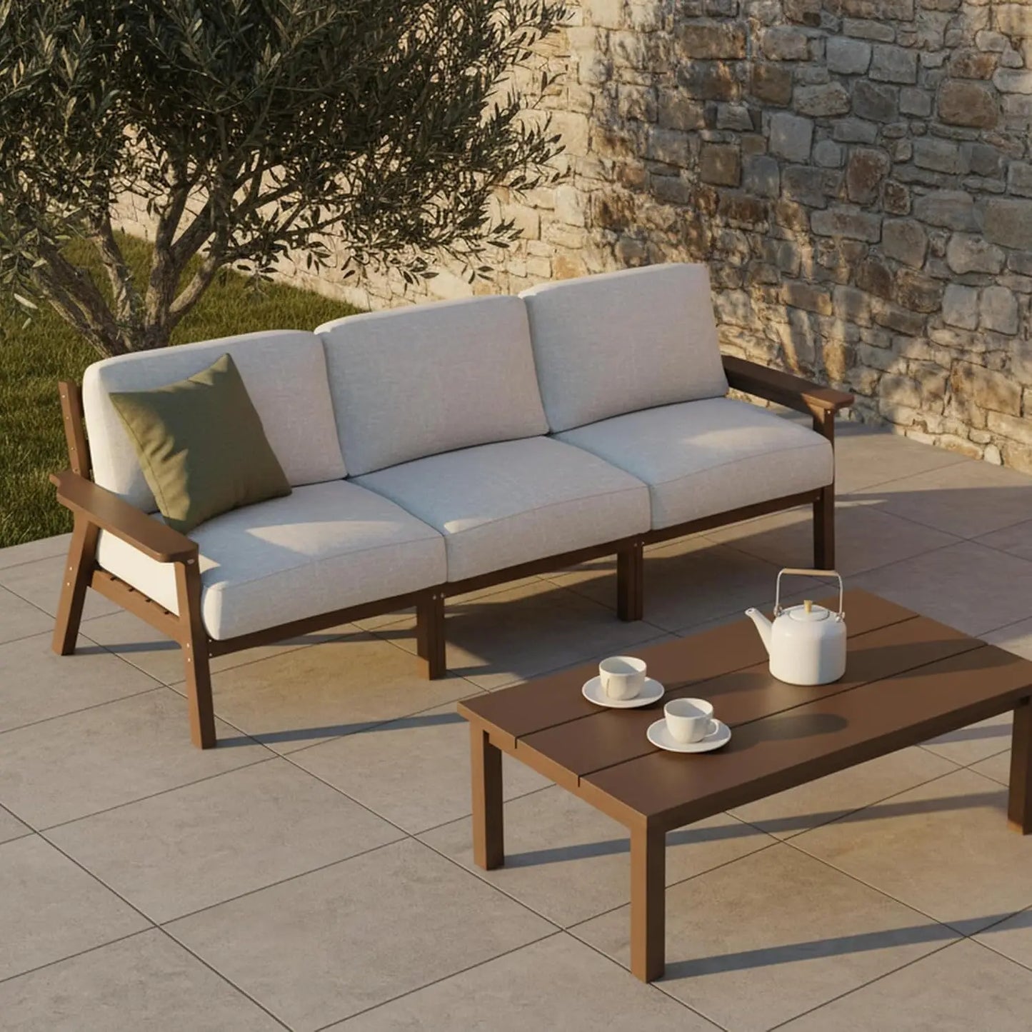 XIAOLANG Patio Three Seat Outdoor Sectional With Cushions