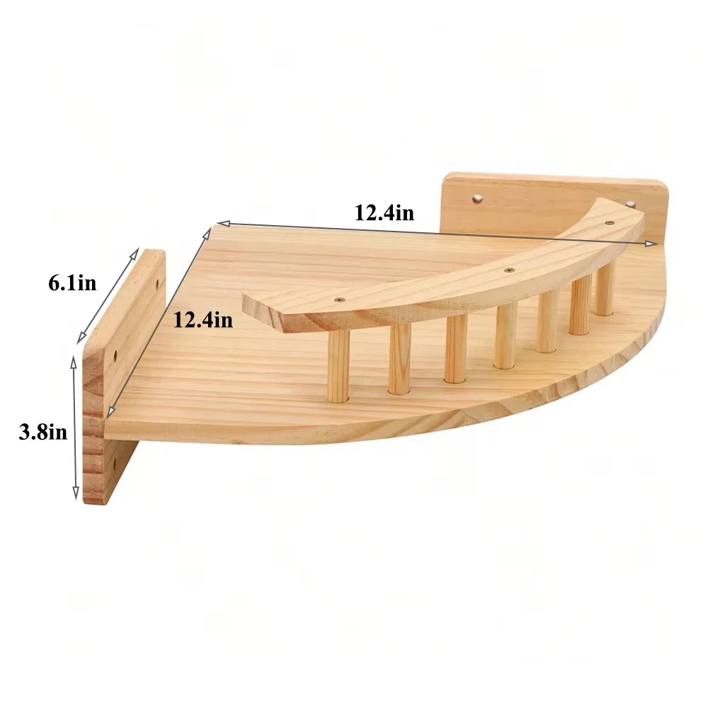 Wall Mounted Wooden Cat Climbing Shelf With Sisal Post