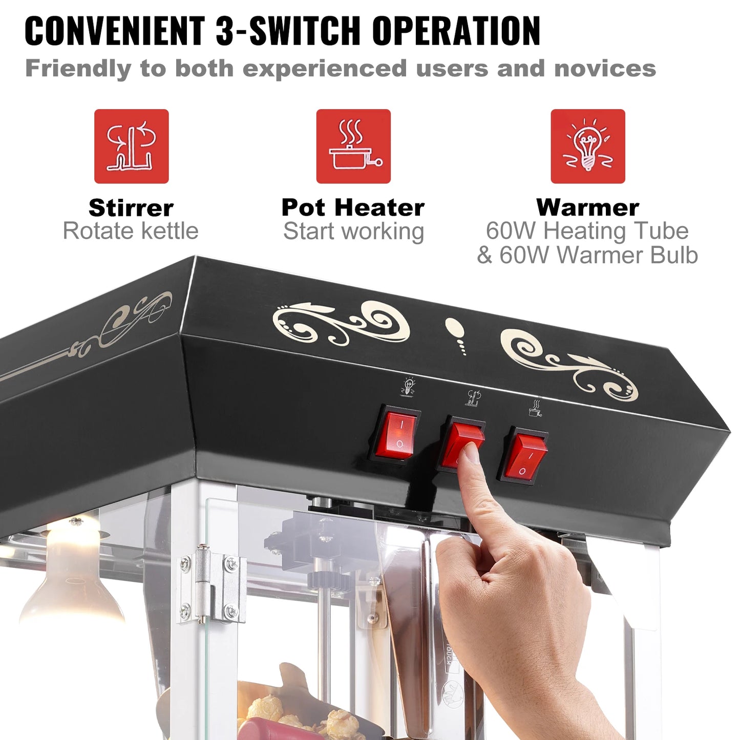 SucceBuy Popcorn Popper Maker Machine Kettle Countertop
