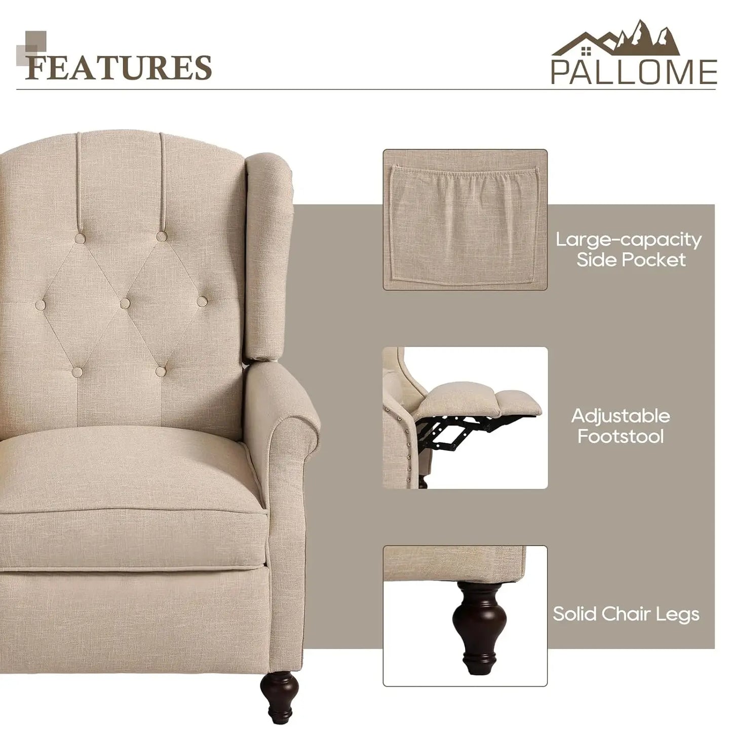 Massage Heat Wingback Recliner Armchair For Living Room
