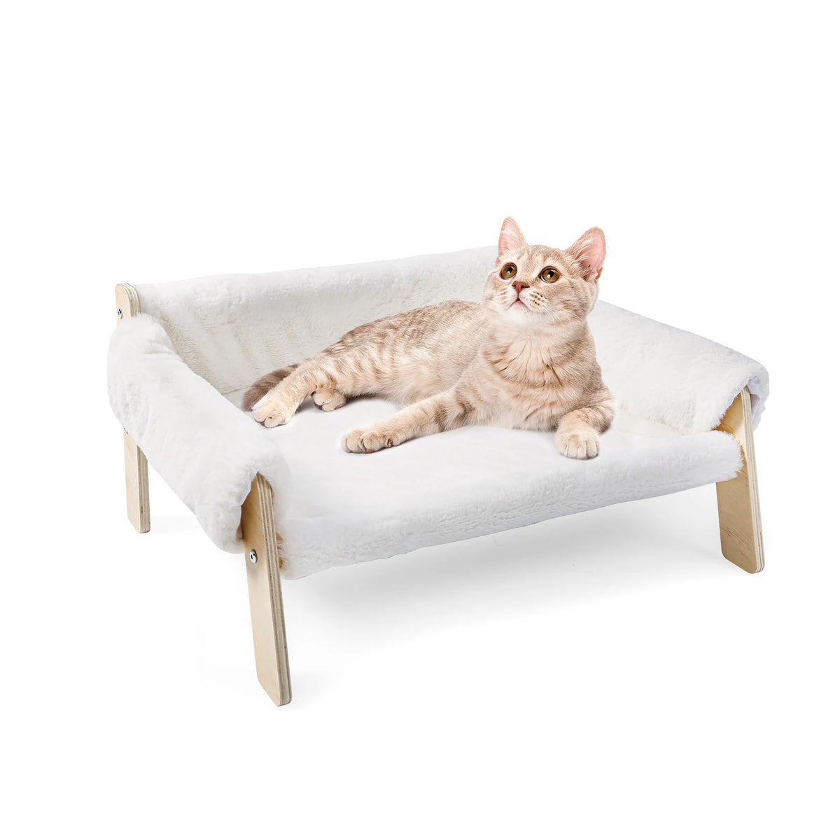 Raised Cat Bed With Sturdy Wooden Legs Large Plush Couch For Indoor Cats And Kittens