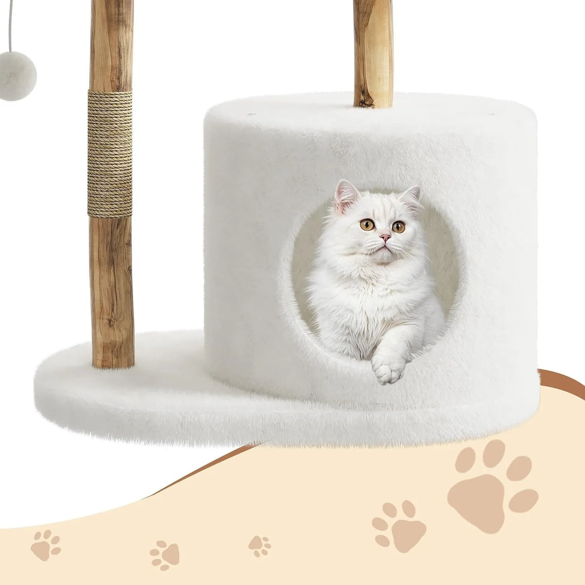 Multi Level Wooden Cat Tree With Rattan And Perches