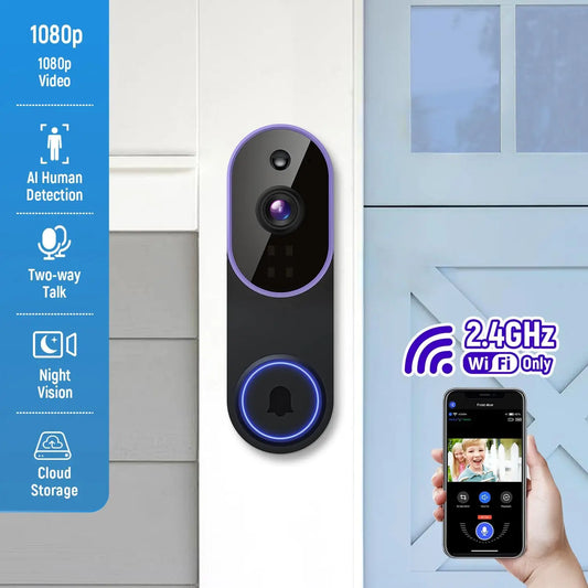Smart Wireless Video Doorbell Camera AI Human Detection