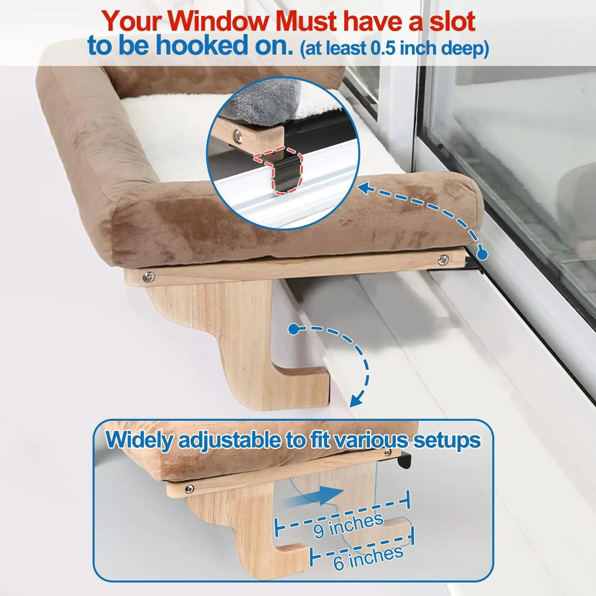 Zakkart Cat Window Perch With Orthopedic Bolster