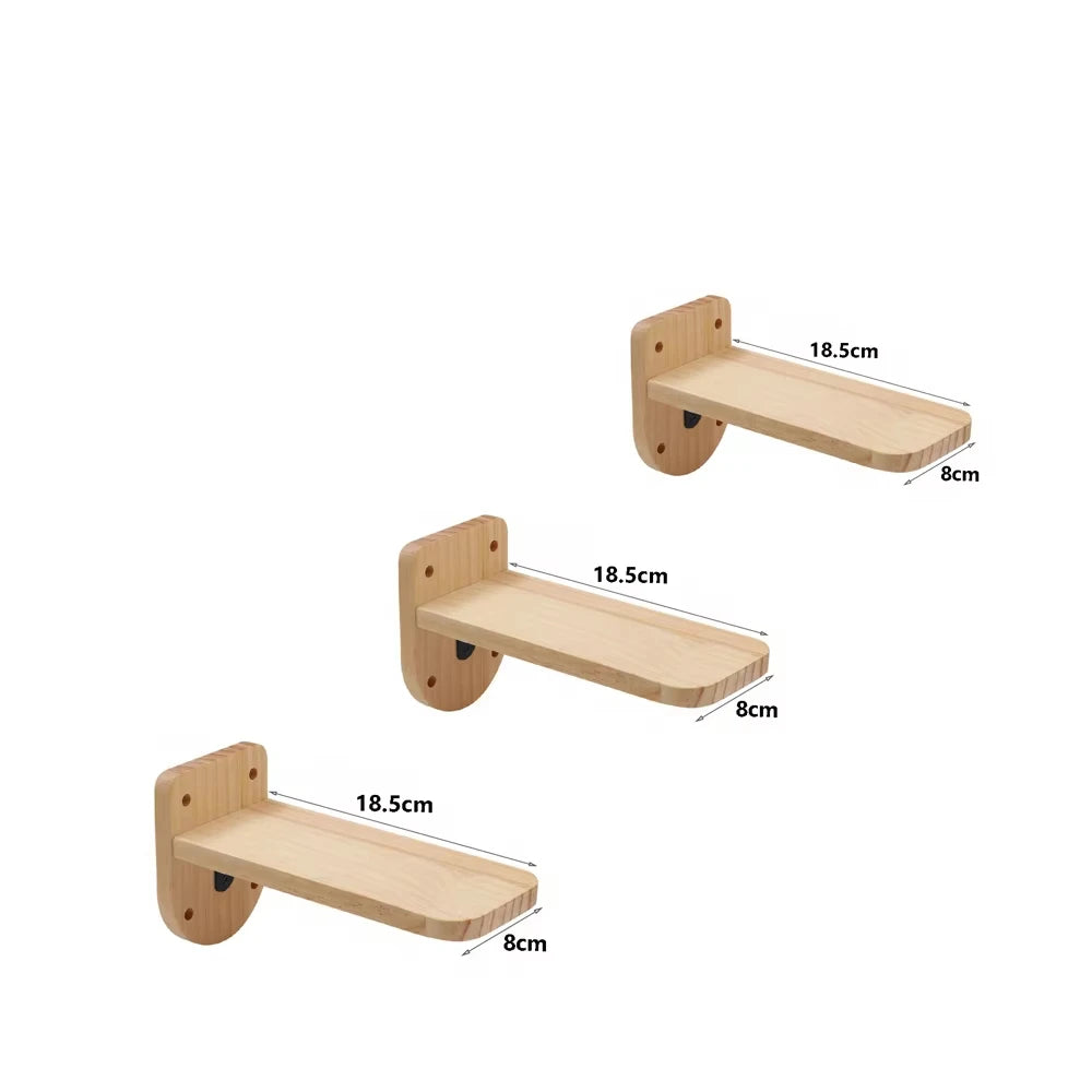 Wall Mounted Wooden Cat Climbing Shelf With Sisal Post