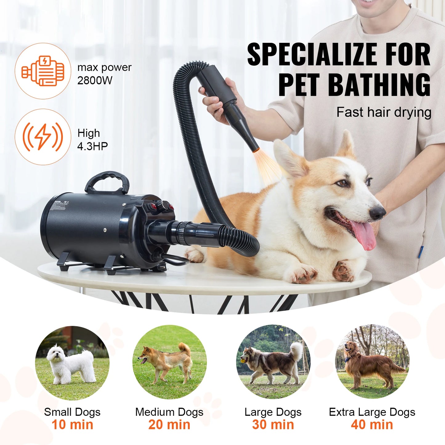 SucceBuy 2000W Dog Dryer With Adjustable Temperature Control
