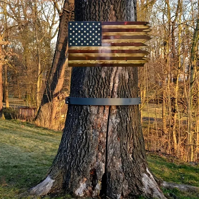 American Wooden Wavy Flag Decoration for Independence Day