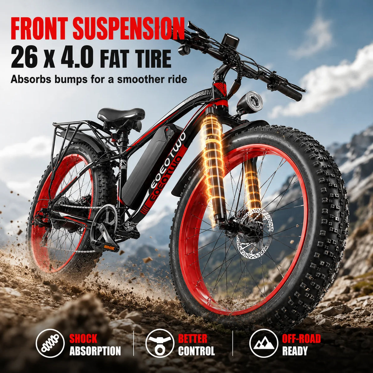 EOEOTWO 1500W Fat Tire Electric Bike 34MPH All Terrain