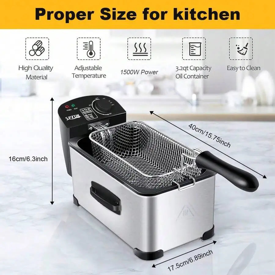 XMSJ Electric Immersion Deep Fryer With Timer