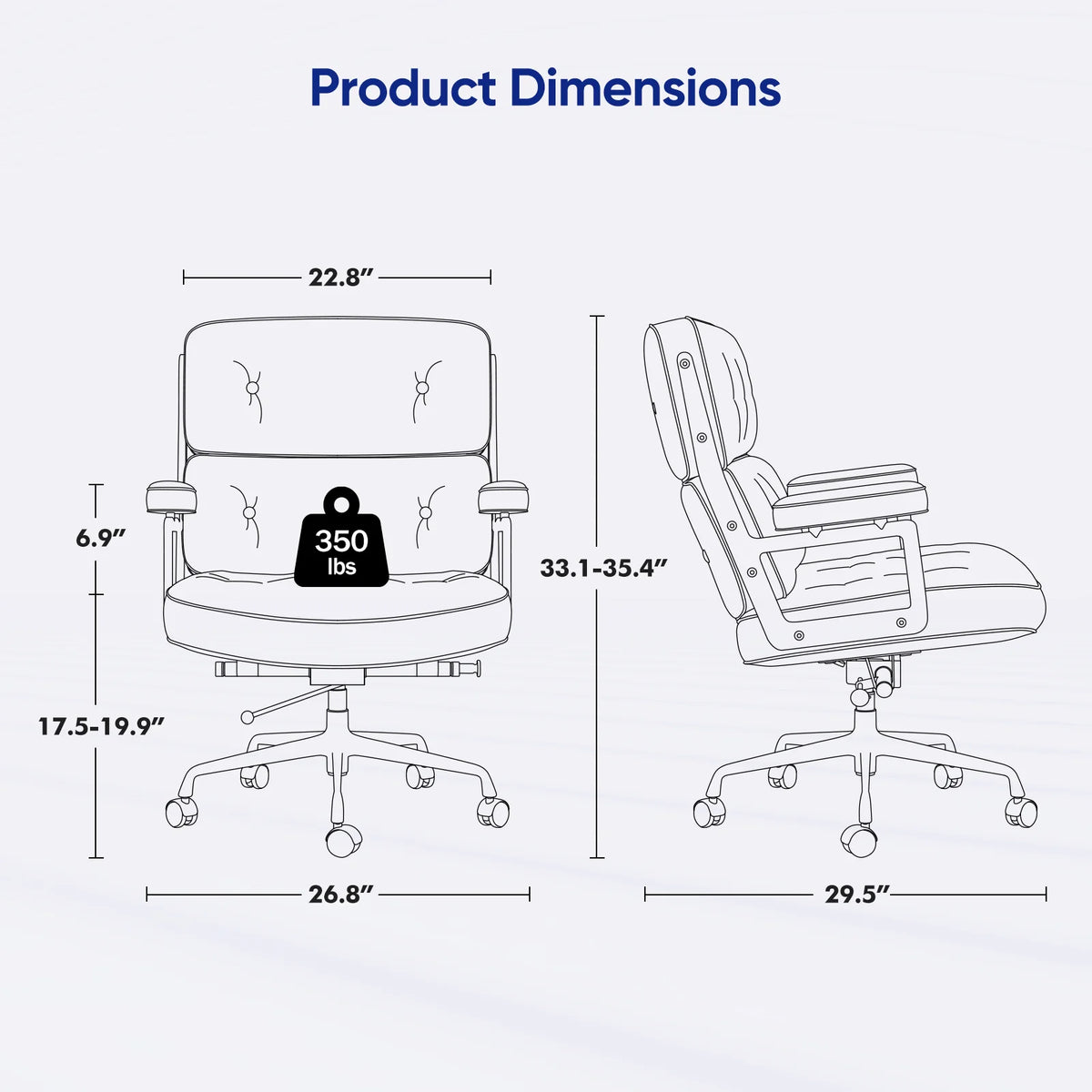 Champracer Ergonomic Leather Office Chair Aluminum Arms