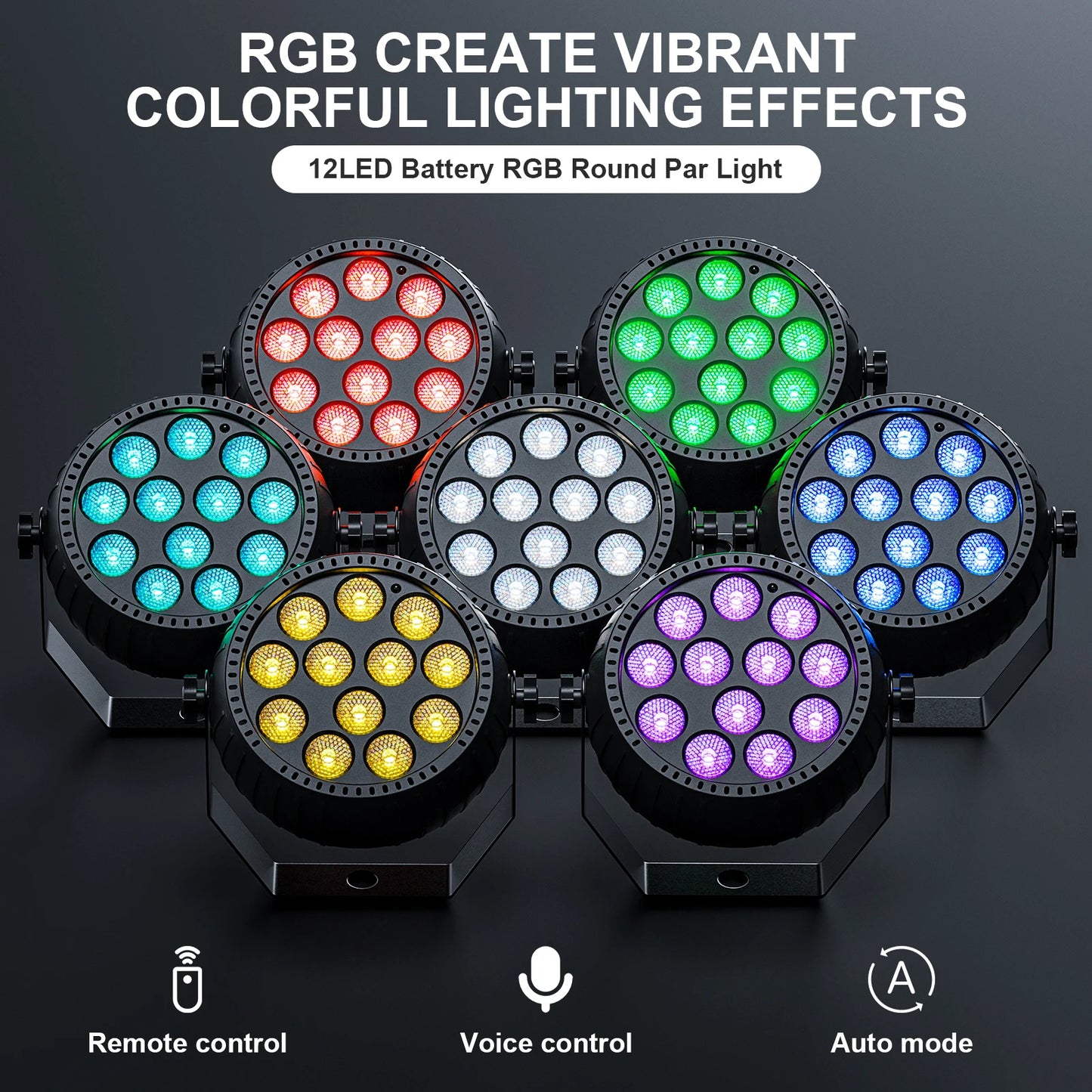 Rudderstar RGB Disco DJ Lights Wireless Par Lights