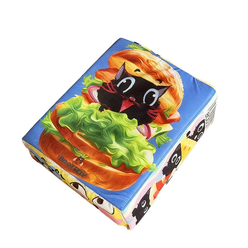 Booteely Cartoon Hamburger Cozy Plush Cat Bed