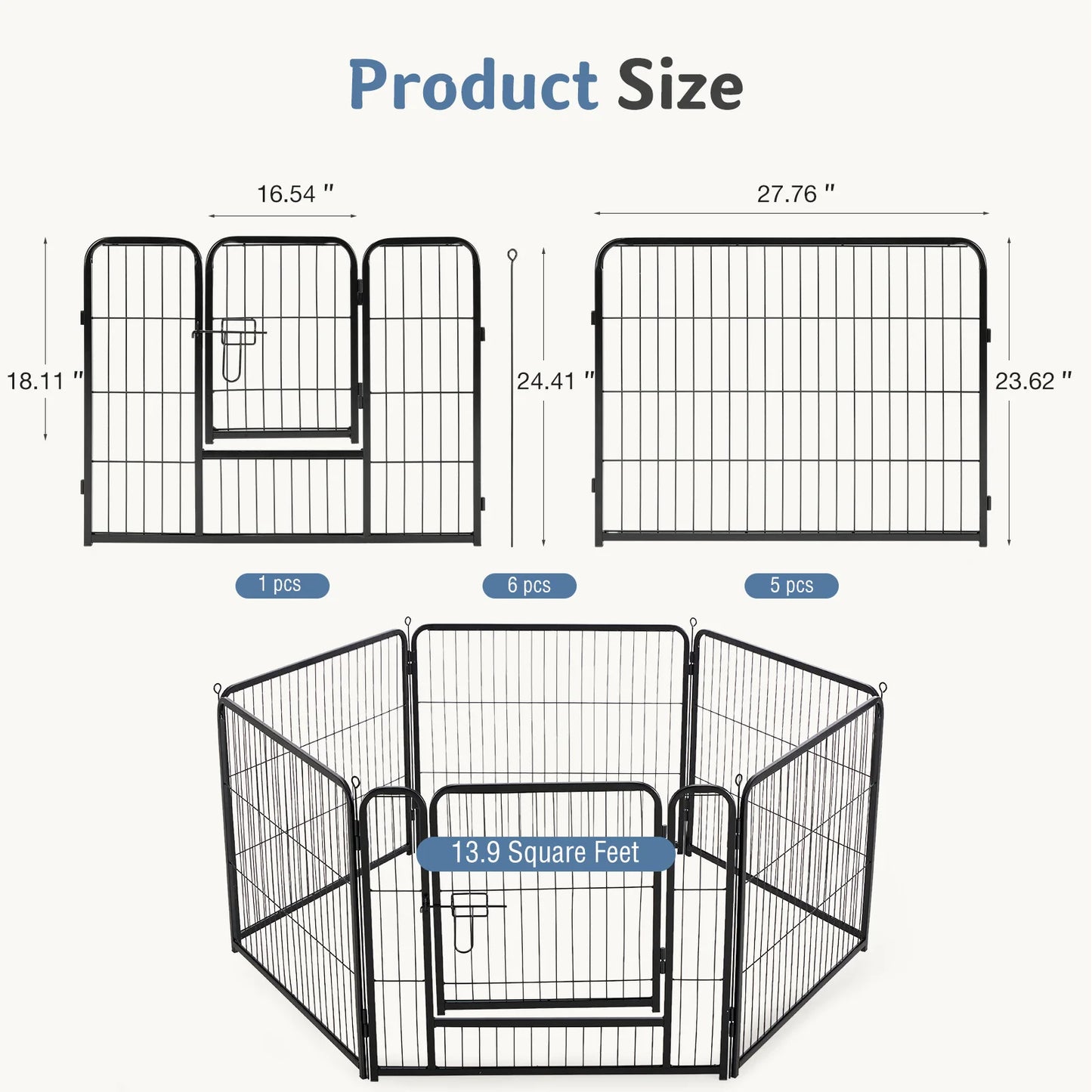 JHK Metal Dog Playpen Foldable Fence For Outdoor Use