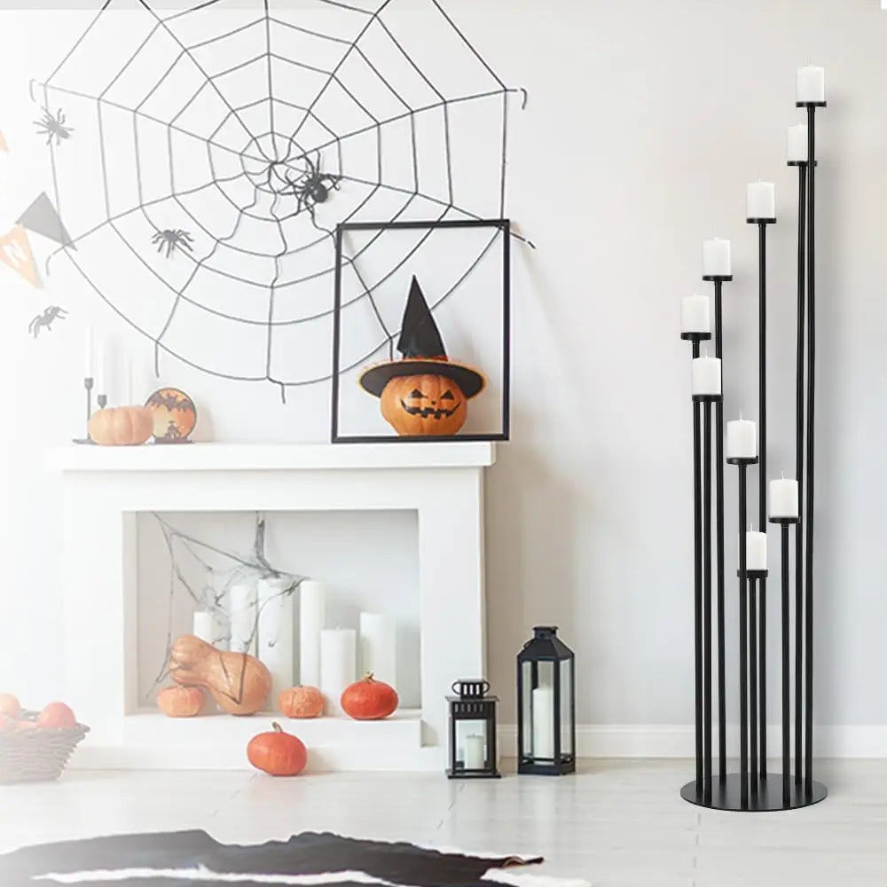 Pair of Metal Floor Candelabras with Nine Arms
