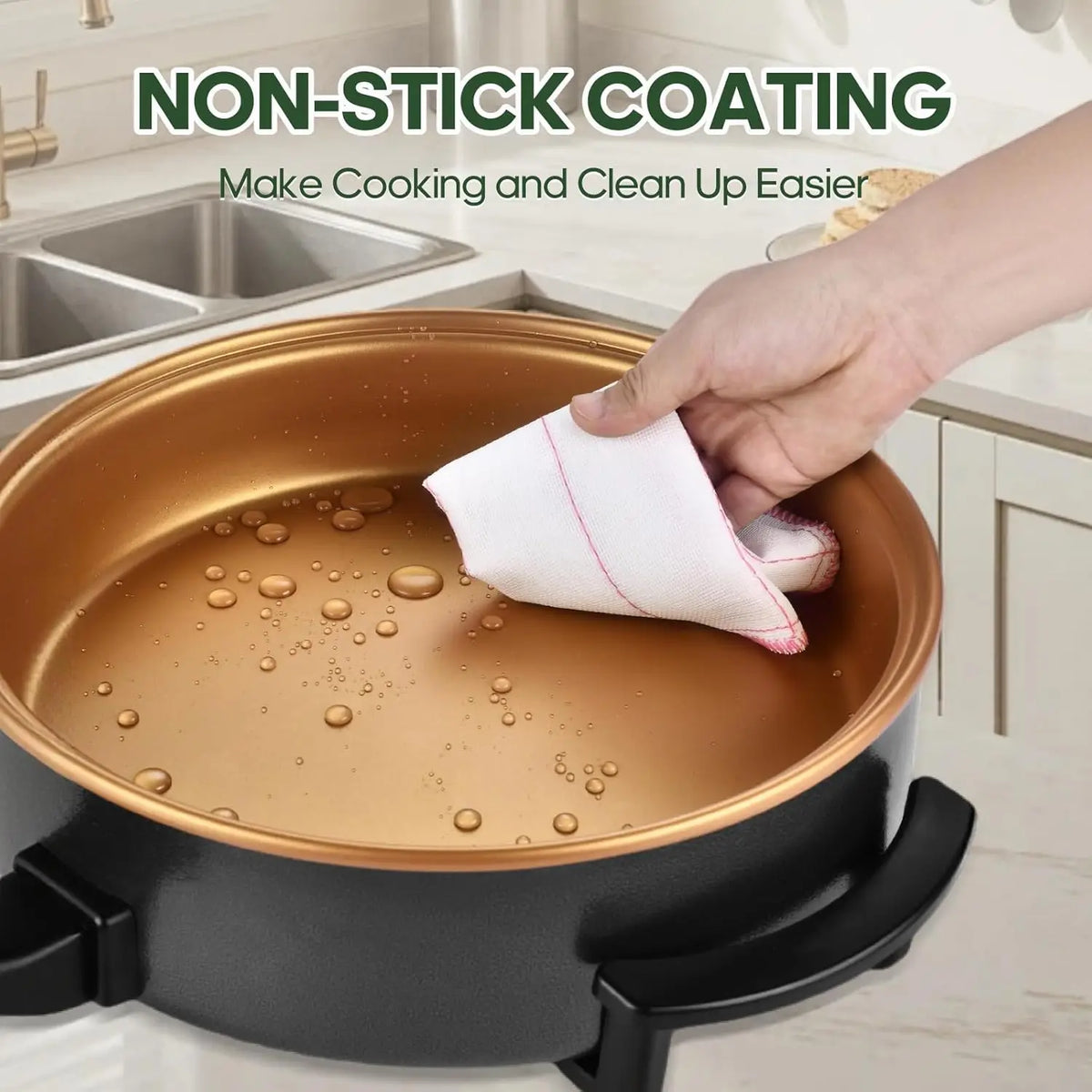 XMSJ Ceramic Nonstick Electric Skillet With Temp Control