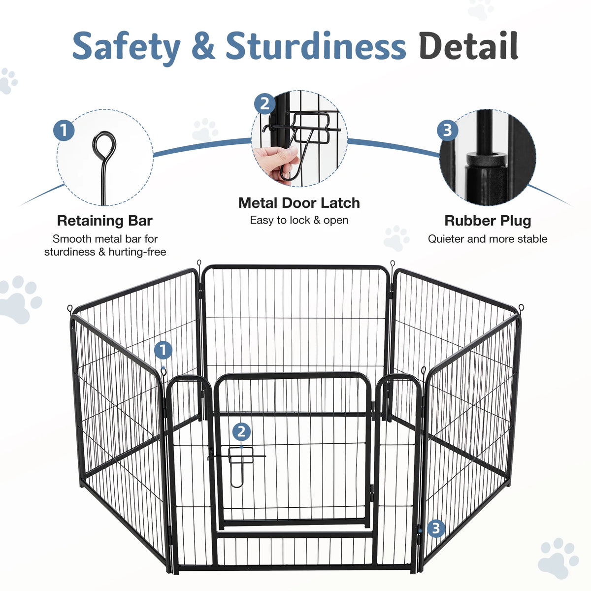JHK Metal Dog Playpen Foldable Fence For Outdoor Use