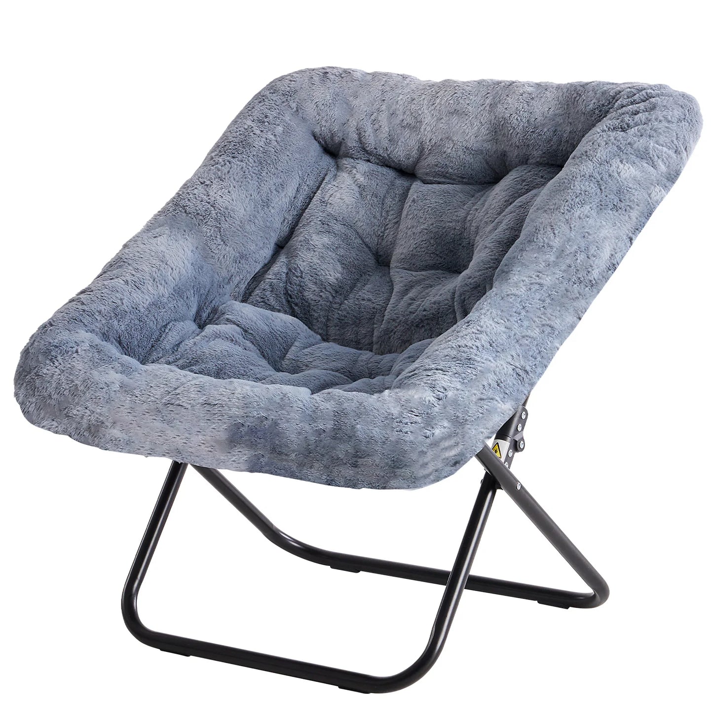 JHK Cozy Saucer Chair Soft Faux Fur Folding Lounge Chair