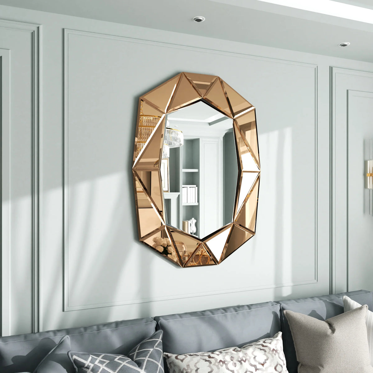 Wisfor Irregular Silver Glass Wall Mirror With Beveled Edge