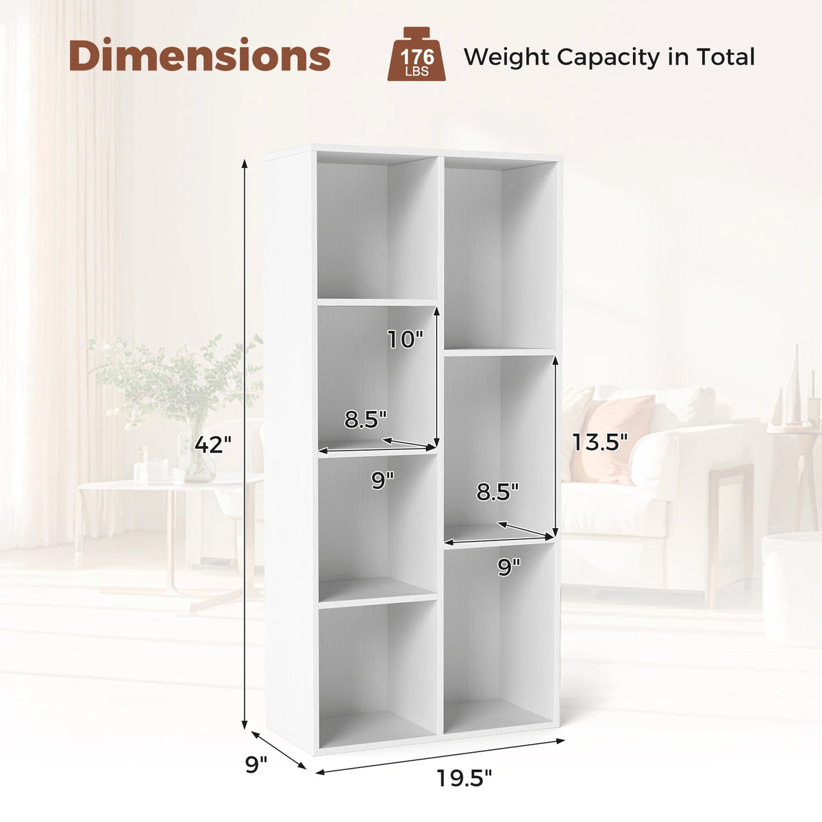 HOMASIS 7 Cube Bookcase Freestanding Bookshelf